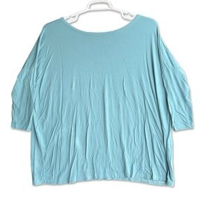 Piko Green Earth Top Womens One Size Teal Blue Dolman Sleeve Oversized Shirt